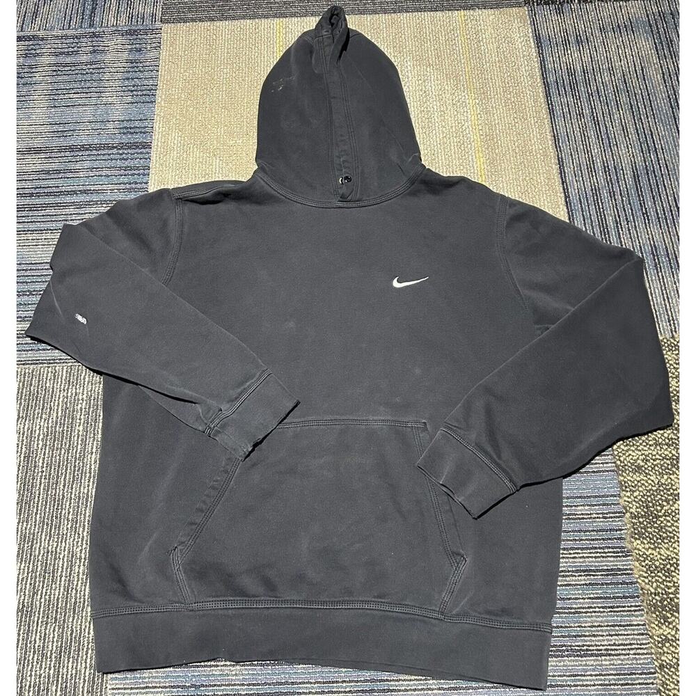 Nike Adult Logo Swoosh Black Sweatshirt Hoodie Paint Size XL